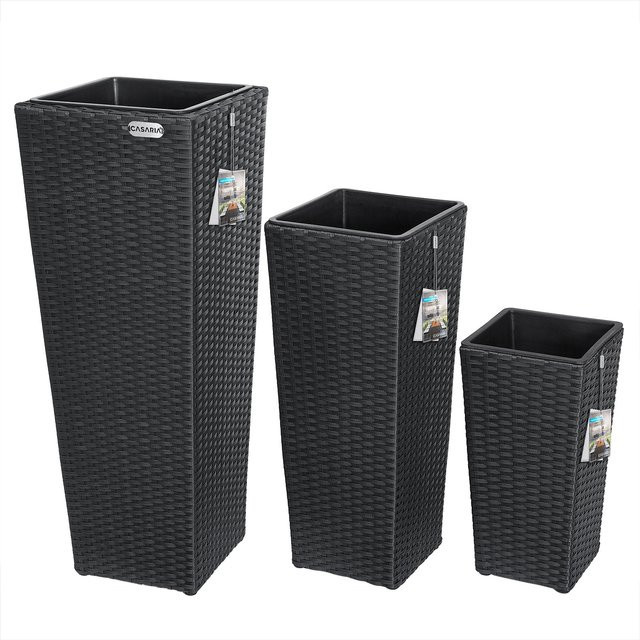 CASARIA Polyrattan Blumentopf 3er-Set Schwarz - Bild 1