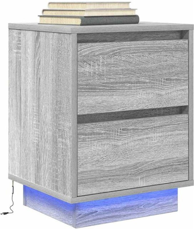 Moderner Nachttisch mit LED-Leuchten von Vidaxl in Grau, B/T/H: 38 x 34 x 50 cm - Bild 1