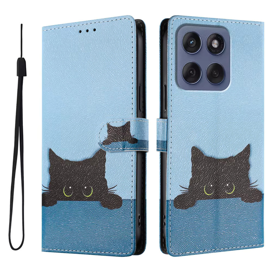 Cartoon Magnetische Leder Brieftasche Schutzhülle für Motorola Moto Edge 5G UW in Blau - Bild 2