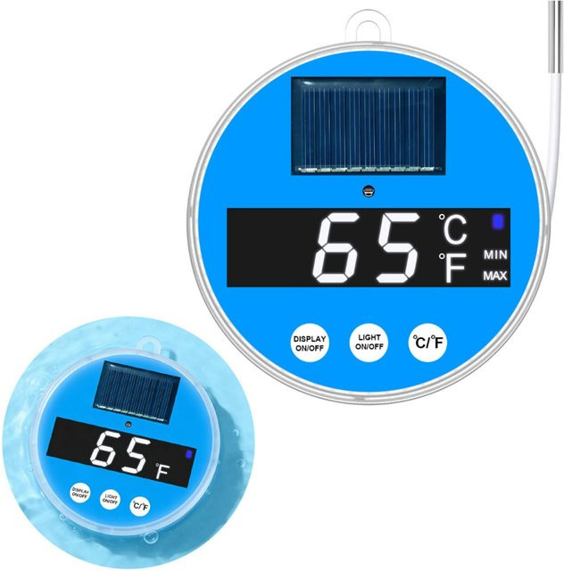 Solarbetriebenes digitales Poolthermometer mit LED-Farblicht und schwimmender Temperaturmessung - Bild 1