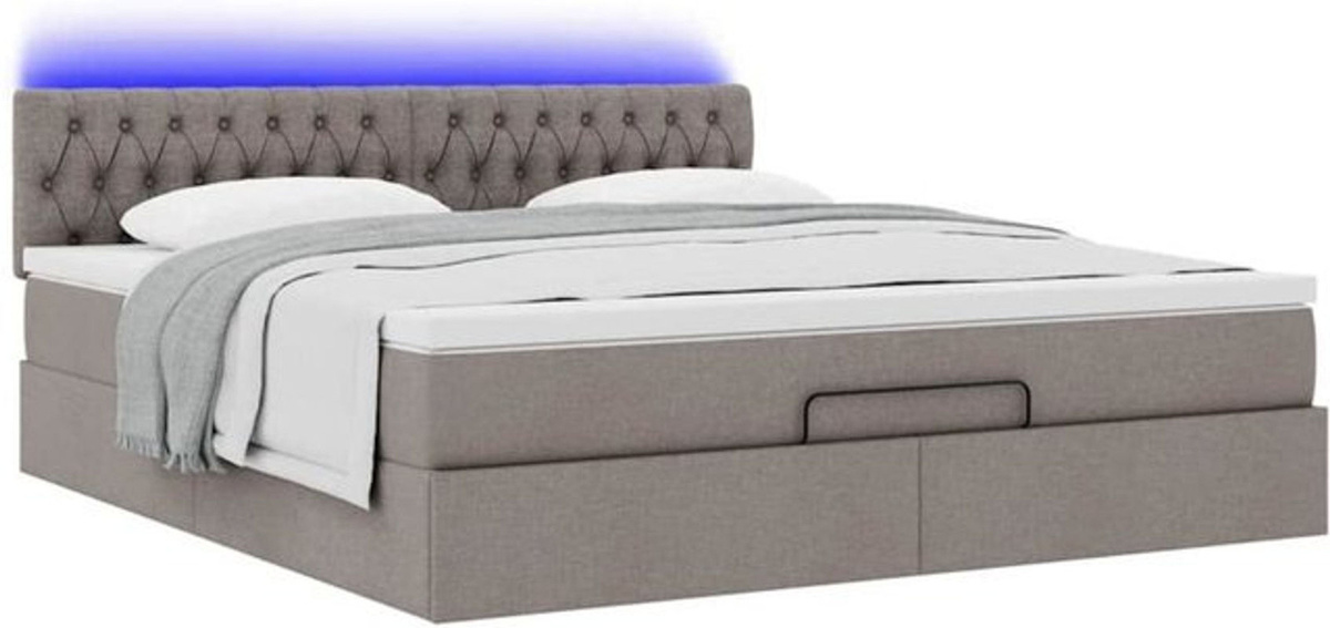 vidaxl Polsterbett Ottomane mit Matratze und LED-Beleuchtung in Taupe meliert, B/T: 180 x 200 cm - Bild 1