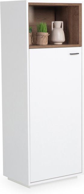 Highboard HARPER IZARRA in Weiß mit Eichen-Dekor, modernes Design mit integrierter Beleuchtung und Regalen, B/T/H: 141 x 42 x 53 cm - Bild 1