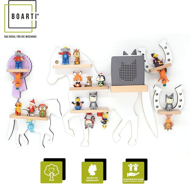BOARTI Kinderregal Pferd aus Holz als Wandregal für Toniebox und Figuren mit Magneteinsätzen, H x B x T: 43 x 68 x 19 cm - Bild 1