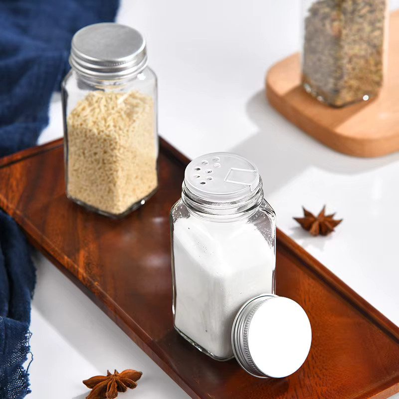 RSCHEF Gewürzglas aus Glas mit Schraubdeckel, transparent, quadratisches Vorratsglas zur Lebensmittelaufbewahrung für Kaffee und Zucker - Bild 3