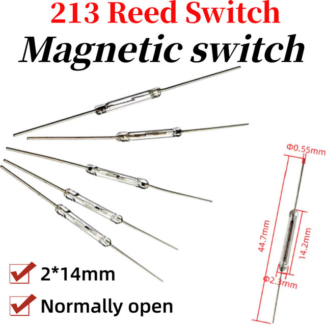 Reed-Schalter Magnetschalter N/O für Arduino DIY, transparent, Maße: 2 x 14 mm - Bild 1