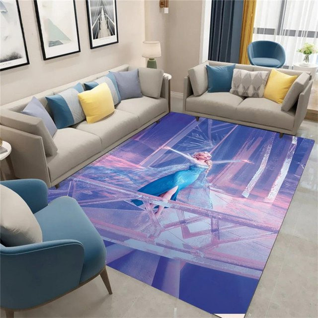 Miniso Elsa Schneeflocken Kinderteppich für das Mädchenzimmer in Grau und Blau, B/T: 80 x 50 cm - Bild 1