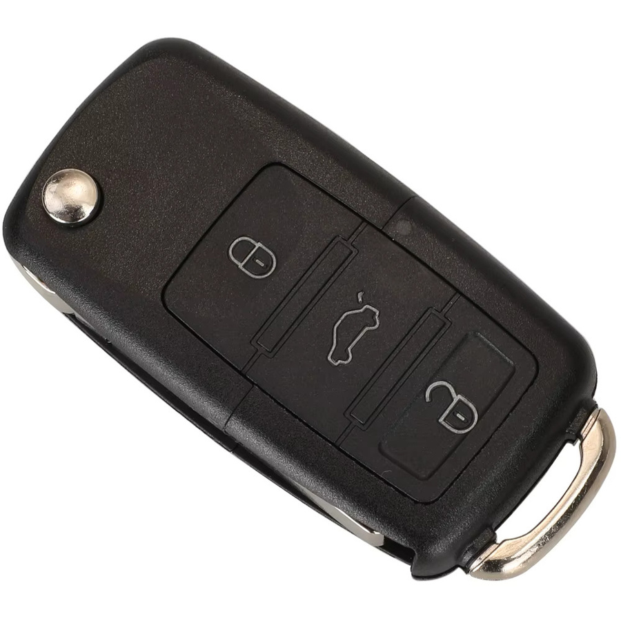 Jingyuqin Remote Key mit 3 Tasten und 315 MHz ID48 Chip für Volkswagen VW Bora Golf Sharan Passat Leon Toledo in Schwarz und Weiß mit HU66 Klinge 1J 0959753 DJ - Bild 2