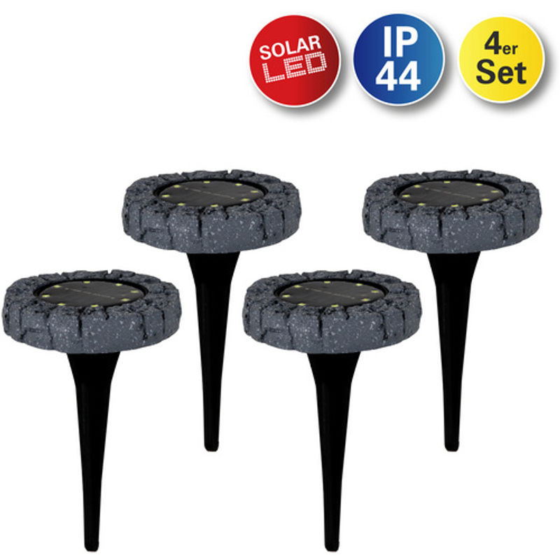 Näve LED-Solar-Bodenleuchte 4er-Set in Grau mit Erdspieß und Dämmerungssensor - Bild 2