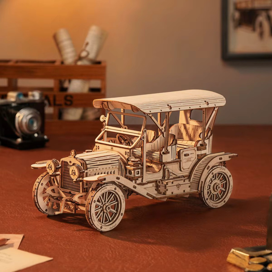 Robotime Rokr Oldtimer, 3D Holzpuzzle, Maßstab 1:15, ab 14 Jahren - Bild 2