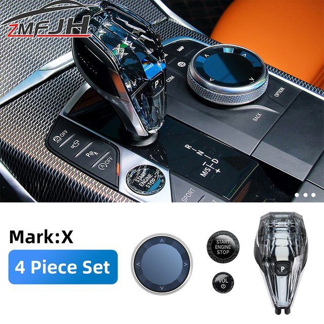 4-teiliges Set Kristall Schaltknauf und Getriebe-Griffe für BMW F40 F44 F45 F46 G20 G21 G22 G23 G26 G28 in Transparent - Bild 1