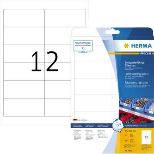 Herma Folien-Etiketten 4692 Weiß Polyester-Folie für Laserdruck, B: 97 mm, H: 42,3 mm, 300 Stück - Bild 1