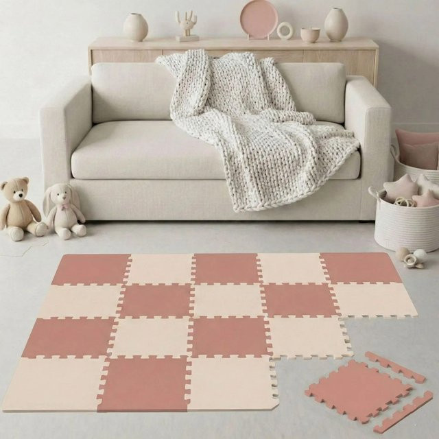 LittleTom Spiel- & Krabbelmatte Puzzlematte, 18-teiliges Set, Terracotta Beige - Bild 1