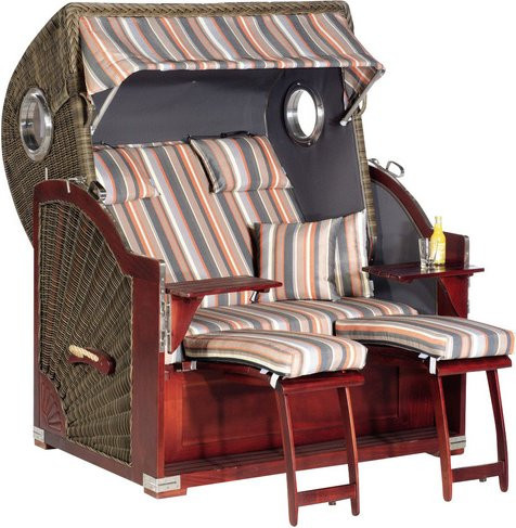 SUNNY SMART Strandkorb Rustikal 500 Plus Dreiviertellieger in Cappuccinofarben und Mahagoni, B/H/T: 140 x 170 x 105 cm - Bild 1