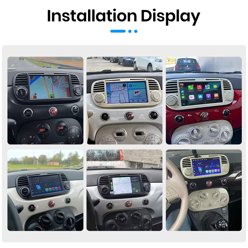 Junsun 7-Zoll Kabelloses CarPlay und Android Auto Autoradio für Fiat 500 500C Abarth 2007-2015 mit IPS Touchscreen Multimedia Stereo-Videoplayer in Schwarz oder Weiß - Bild 2