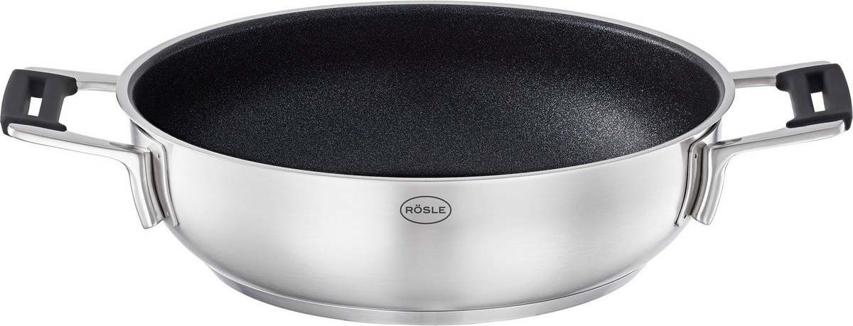 Rösle Servierpfanne Silence Pro aus Edelstahl 18/10 mit ProResist Antihaftversiegelung, Induktion, Farbe: Silber/Schwarz, B/T/H: 25,5 x 35 x 13,5 cm - Bild 1
