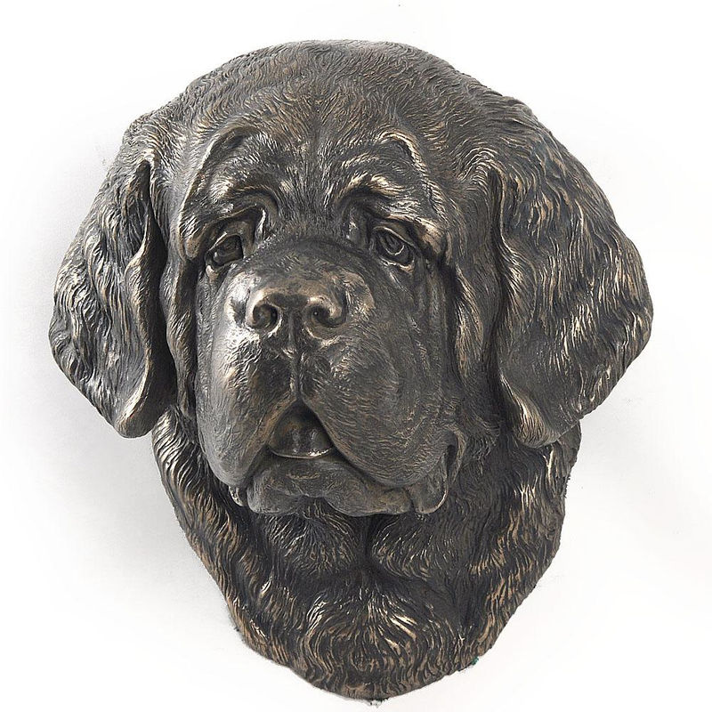 Art-Dog Bernhardiner Hundestatue als hängende Büste aus Kunstharz und Metall in Braun und Grau - Bild 2