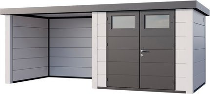 Telluria Gerätehaus Classico mit Lounge S Links in Weiß, B/H/T: 552 x 238 cm - Bild 1