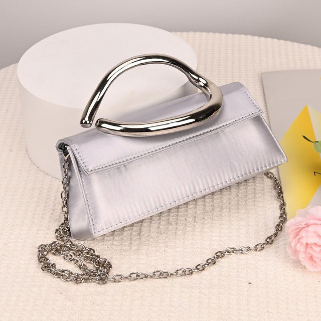Weft Handtasche, Satin, silber, Damen, 20x7x16cm - Bild 1