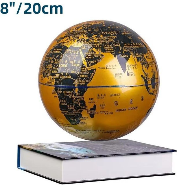 Schwebender Globus mit magnetischer Levitation als dekorative Lampe in Gold/Messung, Durchmesser: 20 cm, ideal für Kinderzimmer und Home Office - Bild 1