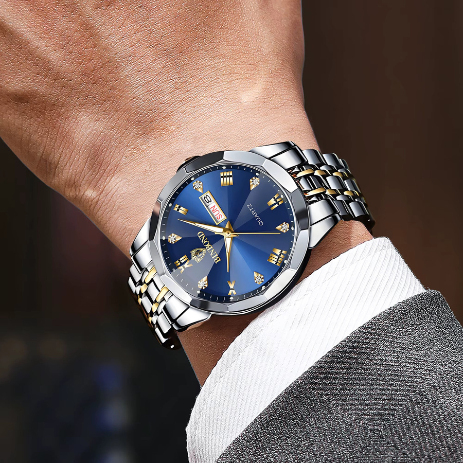 BINBOND Armbanduhr Quarz, Edelstahl, Blau, Herren - Bild 3