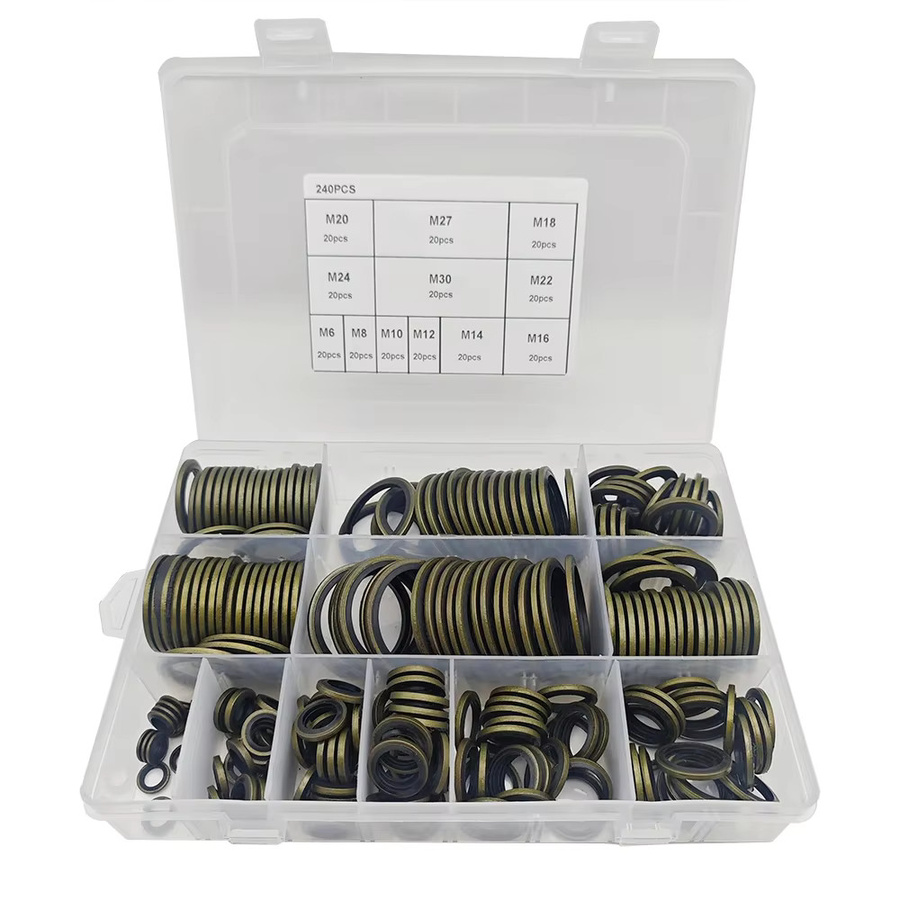 YISEONG 240er Set Kombinierte Dichtungsringe aus Metall und Gummi für M6-M30 Öl- und Hydraulikdichtungen - Bild 3
