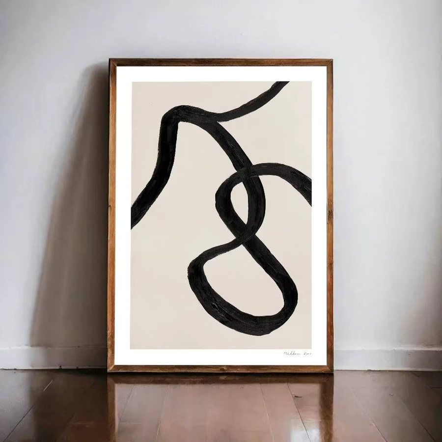 Kayou Wanddekoration Abstrakte Linien Poster Selbstklebender Papieraufkleber Minimalistisches Design in Schwarz, B/H: 10 x 15 cm - Bild 3