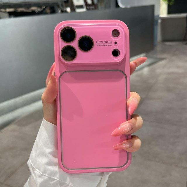 Stoßfeste matte Schutzhülle mit Fenster für Apple iPhone 17, 16 Pro Max, 14 und 13 in Pink - Bild 1