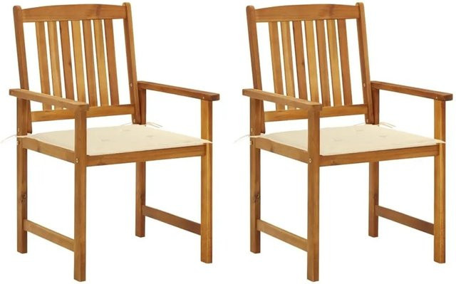 vidaXL Gartenstühle Set aus Akazien-Massivholz mit Kissen in Braun und Beige - Bild 1