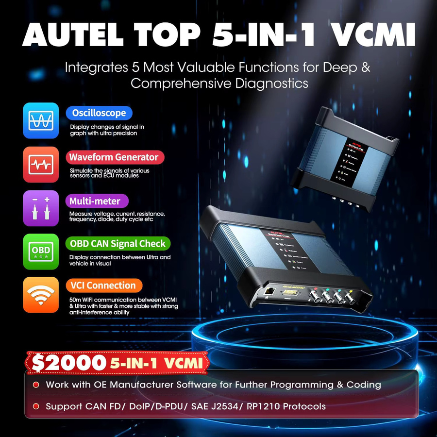Autel MaxiSys Ultra EV Scanner Diagnosegerät mit ECU-Programmierung und Hochspannungs-Batteriepack-Analyse in Schwarz inklusive EVDiag Kit VCMI PK Ultra - Bild 3