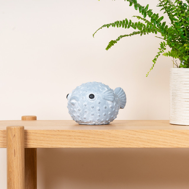 Deko-Figur Kugelfisch aus Beton in Weiß von BLUME2000 - Bild 1