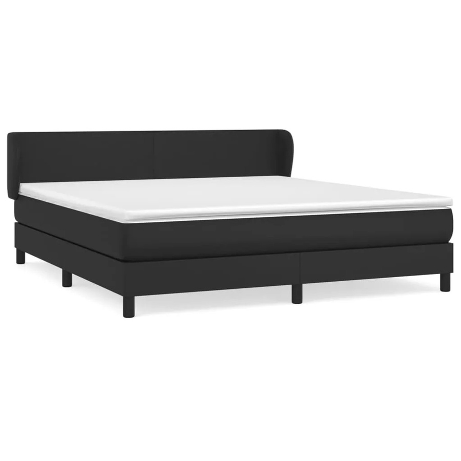 vidaXL Boxspringbett mit Matratze in Schwarz aus Kunstleder mit Taschenfederkern, B/T/H: 180 x 200 x 183 cm - Bild 2
