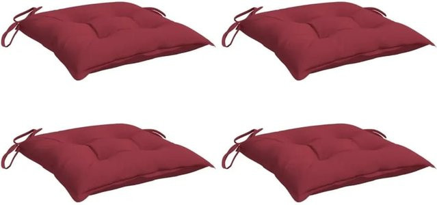 vidaXL Stuhlkissen 4er Set Rot aus wasserabweisendem Polyester B/B/H: 40 x 40 x 7 cm - Bild 1