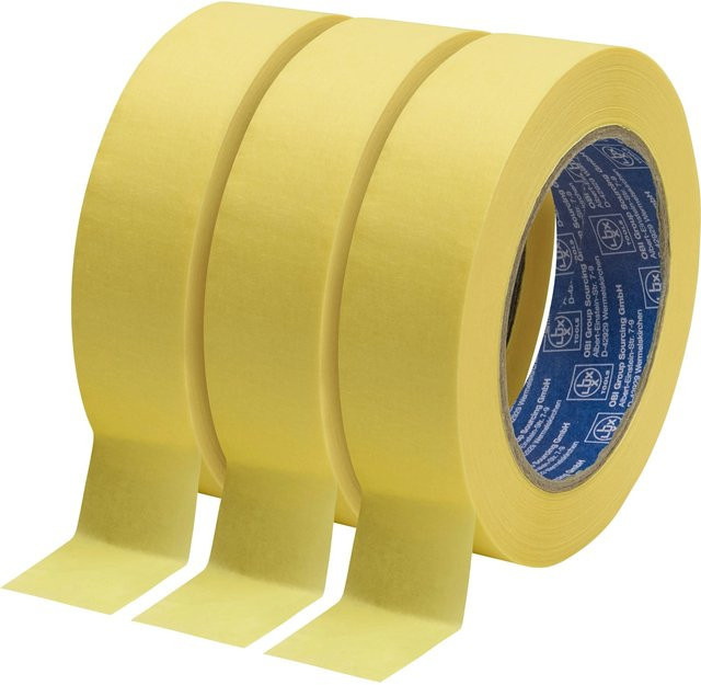 LUX-TOOLS Malerkrepp 3er-Set in Beige und Gelb, Breite: 3 cm, Länge: 50 m pro Rolle - Bild 1