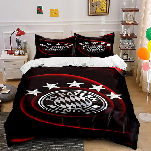 Petrichor Prints Bettwäsche-Set FC Bayern München Logo in Schwarz, B/H: 140 x 200 cm - Bild 1