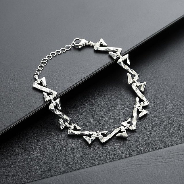 Kettenarmband Silber, Geometrisches Verdrehtes Dornenlinien-Design, Unisex - Bild 1