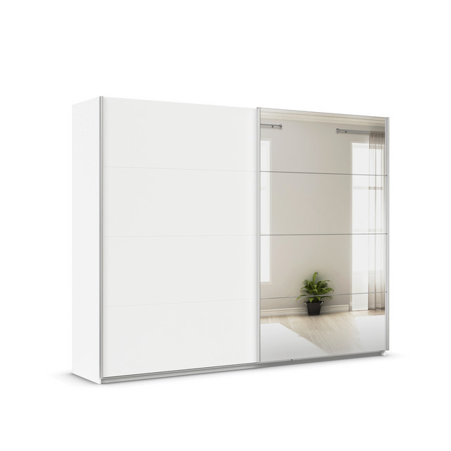 RAUCH Quadra Schwebetürenschrank Weiß mit Spiegelelementen und integrierten Schubladen, B/T/H: 271 x 62 x 210 cm - Bild 1