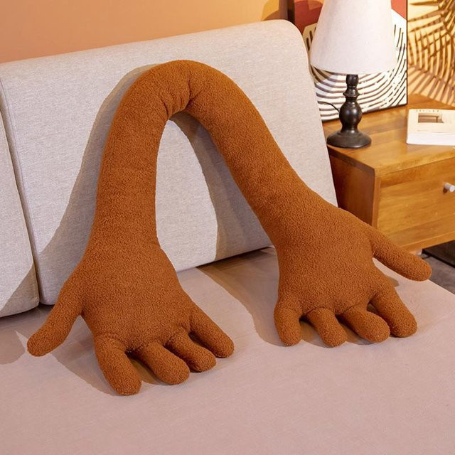 Yiran Health & Beauty Plüschkissen Handform in Orange, weiches Stofftier als Wurfkissen und Nickerchenkissen für Sofa und Büro, Länge: 80 cm - Bild 1