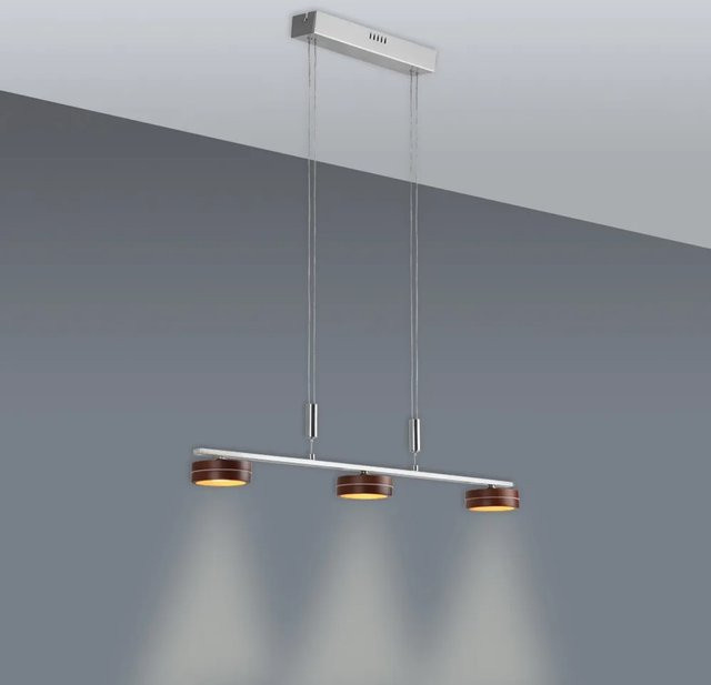 Näve LED-Pendelleuchte Triberg 3-flammig aus Eichenholz und Metall in Braun, B/H/T: 10 x 120 x 75 cm - Bild 2