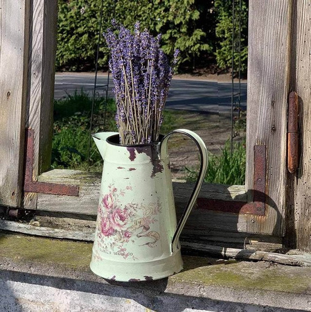 Deko Krug aus Zink in Rose im Landhausstil mit floralem Design, Höhe: 20 cm