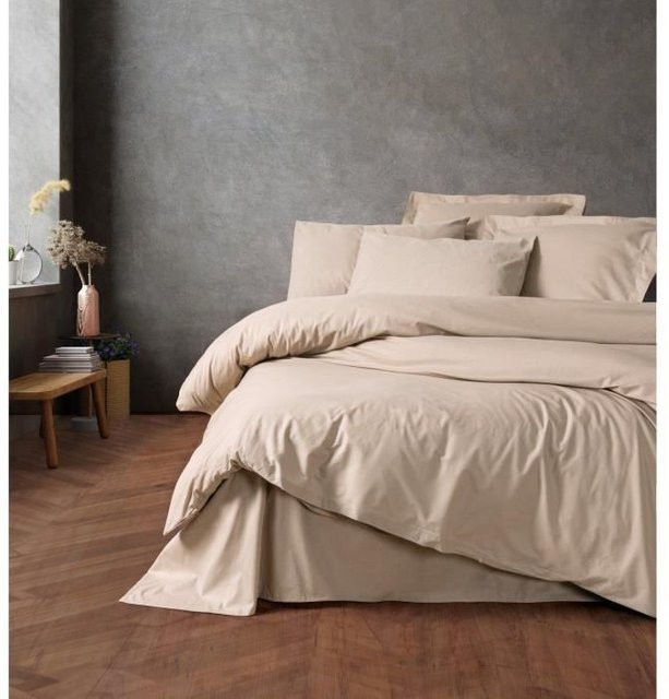 Bettwäsche-Set aus 100% Baumwolle in Beige mit 1 Bettbezug (Breite: 220 cm, Höhe: 240 cm) und 2 Kissenbezügen (Breite: 60 cm, Höhe: 60 cm) - Bild 1