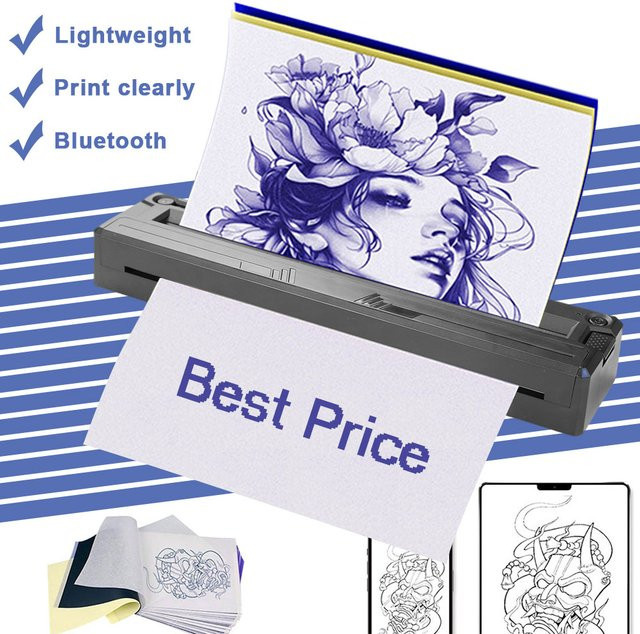 EMALLA Tragbarer Bluetooth Tattoo-Transferdrucker für Schablonen und Kopien in Schwarz - Bild 1