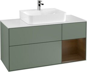 V&B Waschtischunterschrank Finion mit Wandbeleuchtung, Breite: 120 cm, Tiefe: 50,1 cm, Höhe: 50,1 cm, lackiert, Olivenmatt - Bild 1