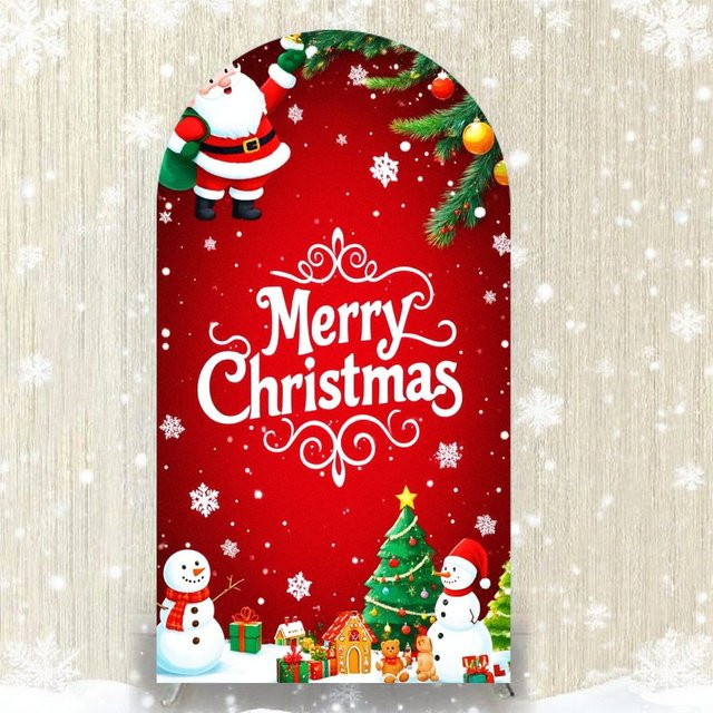 VIKAMA Bogen-Hintergrund mit Weihnachtsmotiv in Rot, freistehende Weihnachtsdekoration für Party und Geschäft, B/T/H: 120 x 50 x 50 cm - Bild 1