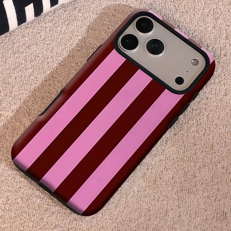Aegis Schutzhülle mit Magnetfunktion für iPhone 17 16 15 14 Plus 13 Pro Max in Rosa-Bordeaux-Streifen-Design - Bild 5