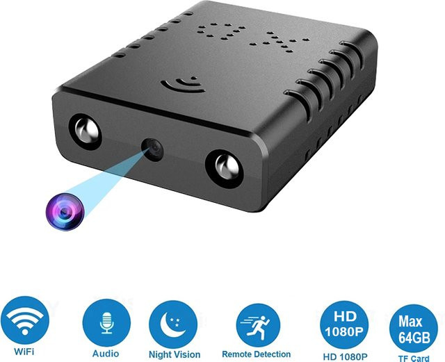 Amzwn Mini Wifi Kamera mit 1080P HD Auflösung, kleine Camcorder für Home Security in Schwarz mit IR Nachtsicht und Bewegungserkennung - Bild 1