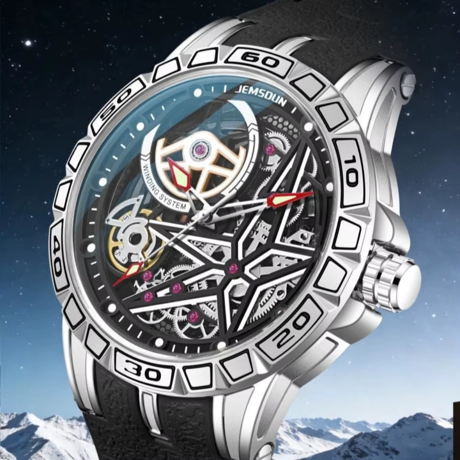 STARPERISH Armbanduhr Quarz, Skelett, Edelstahl, Kautschuk, Herren, Schwarz - Bild 5