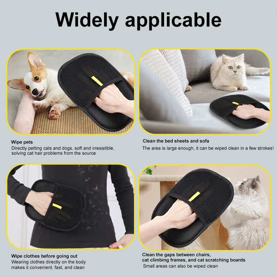 APWIKOGER Doppelseitiger Tierhaar-Entferner-Handschuh in Schwarz zum Reinigen von Katzen- und Hundehaaren sowie Teppichen und Sofas - Bild 3