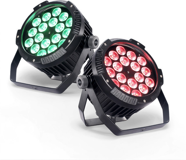 HYULIGHTS RGBWA UV 6in1 LED Flutlicht IP65 Wasserdicht Aluminium Schwarz für Außenbereich und Bühne mit DMX512 Steuerung - Bild 1