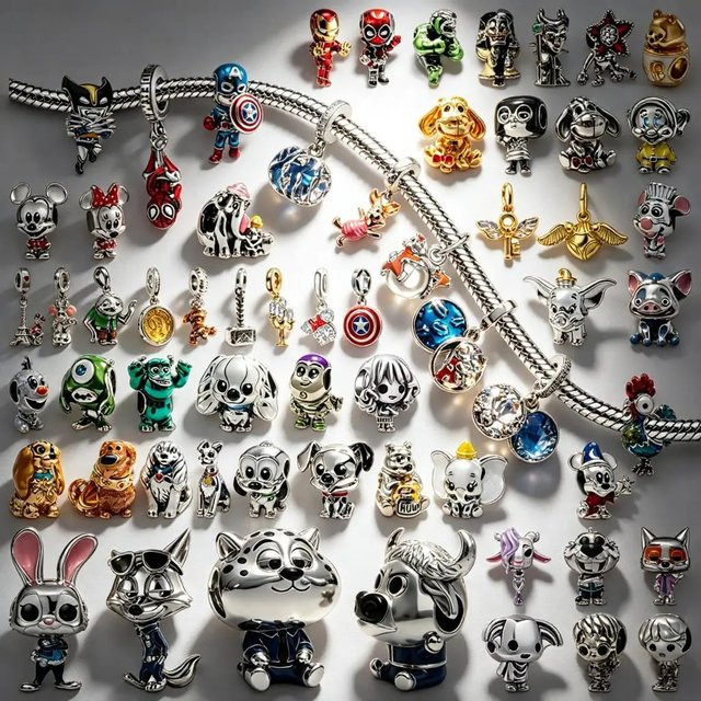 Charm-Anhänger 925 Silber, Spider-Man, Dumbo, Moana, Mickey Mouse, Unisex - Bild 1