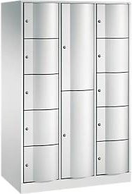 C+P Kombi-Schließfachschrank Resisto mit 3 Abteilen und 12 Fächern, Lichtgrau, B/T/H: 114,8 x 64,0 x 195,0 cm - Bild 1